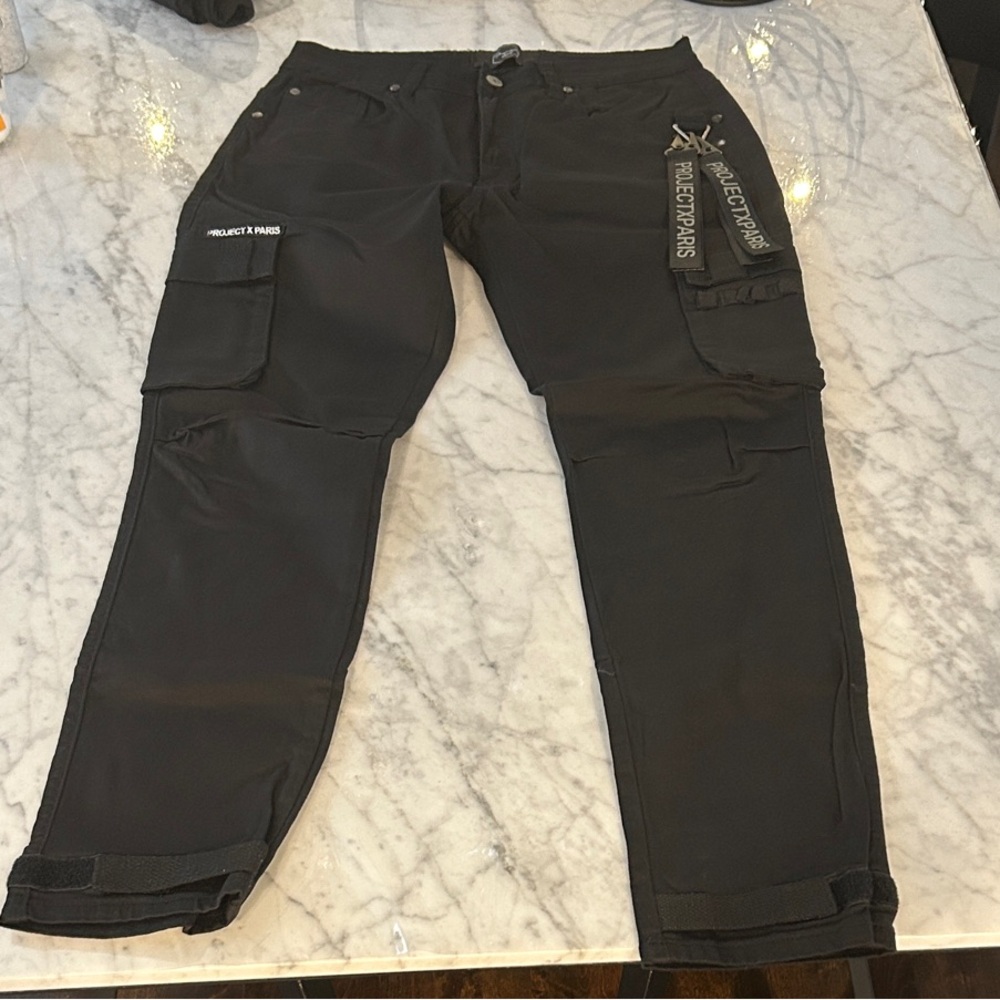 Project X Paris men’s black cargo-style pants size 30